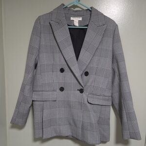 H&M Black and White Houndstooth Blazer